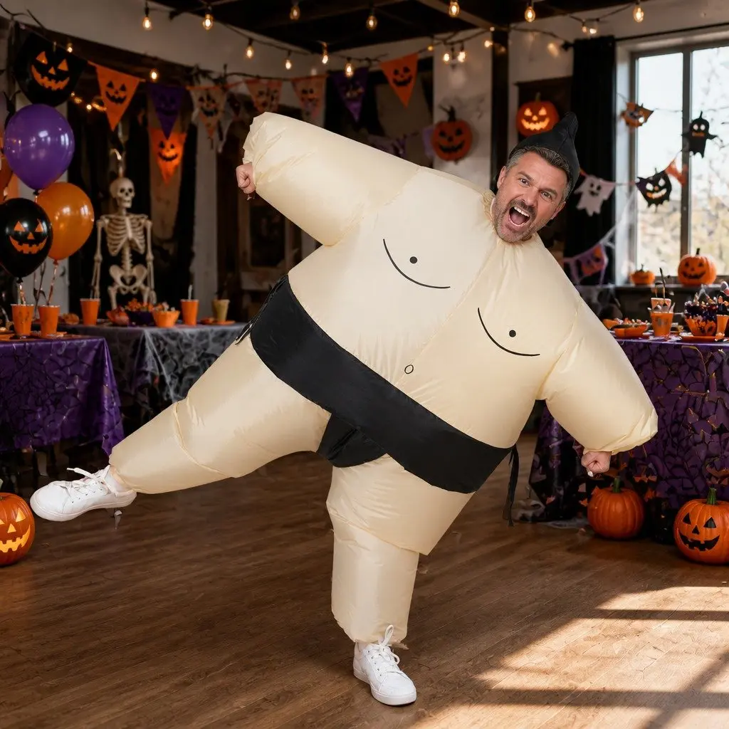 Inflatable Sumo Costume Adult Blow Up Fancy Dress Party Halloween Cosplay Suit