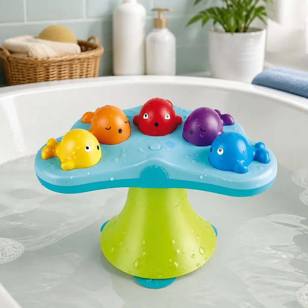 Musical Whale Fountain Bath Toy Interactive Water Spray Set 5 Piece