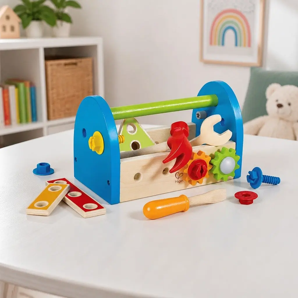 Kids Wooden Tool Box Set Educational Construction Toy 17 Piece