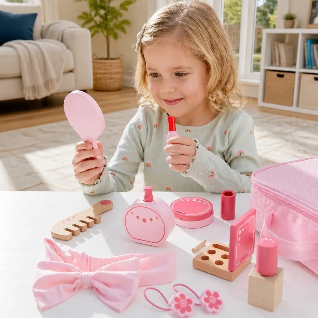 15pc Kids Beauty Belongings Pretend Play Set Grooming Accessories Role Play Toy