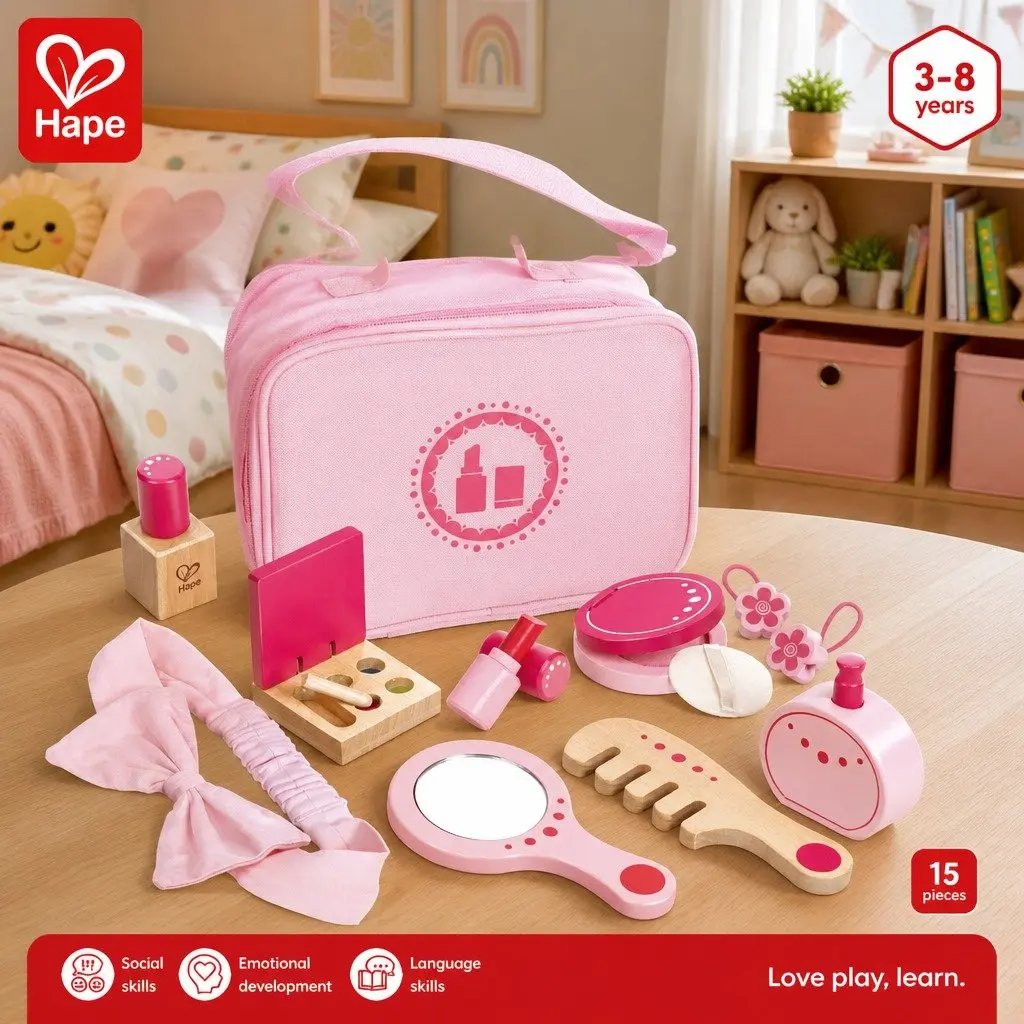 15pc Kids Beauty Belongings Pretend Play Set Grooming Accessories Role Play Toy