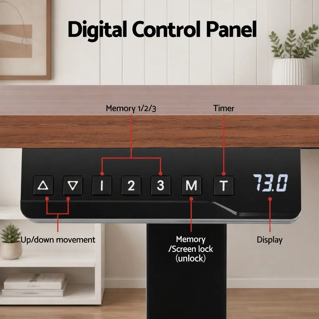Electric Standing Desk Dual Motor Height Adjustable Walnut 140cm