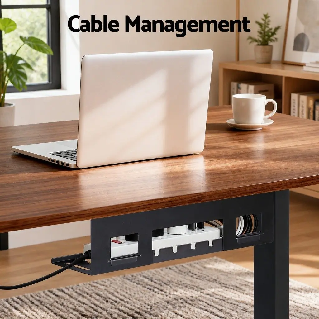 Electric Standing Desk Dual Motor Height Adjustable Walnut 140cm