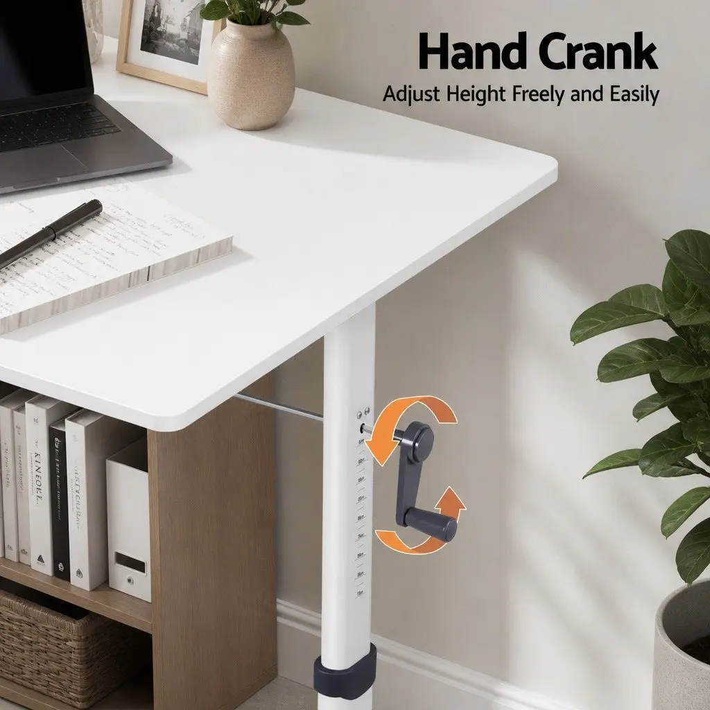 Height Adjustable Standing Desk White 100CM Compact Workstation