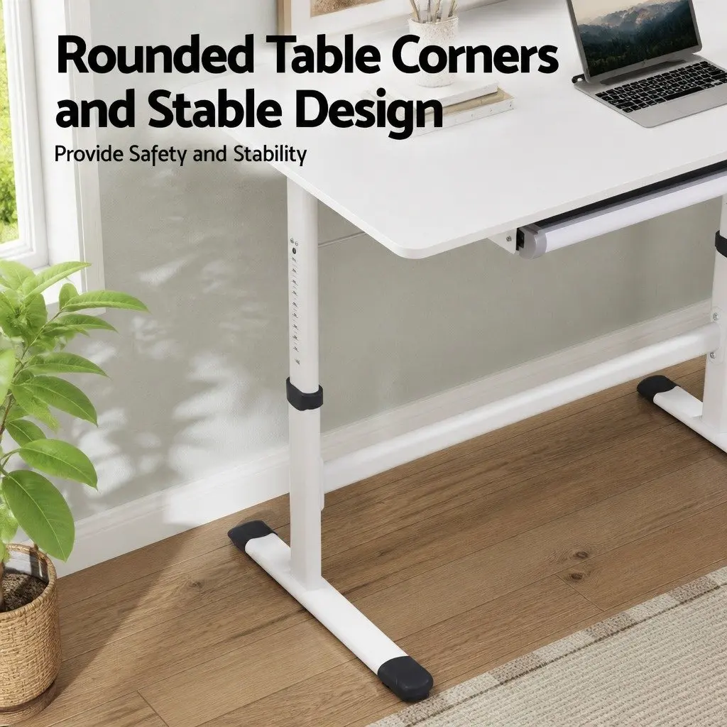 Height Adjustable Standing Desk White 100CM Compact Workstation