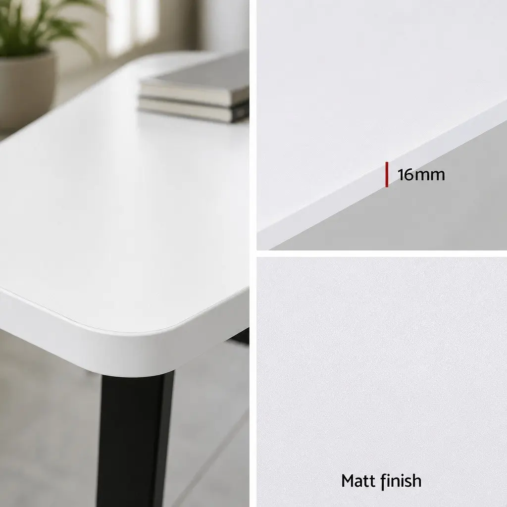 Adjustable Electric Desk White 140cm Motorised Height Control Home Office