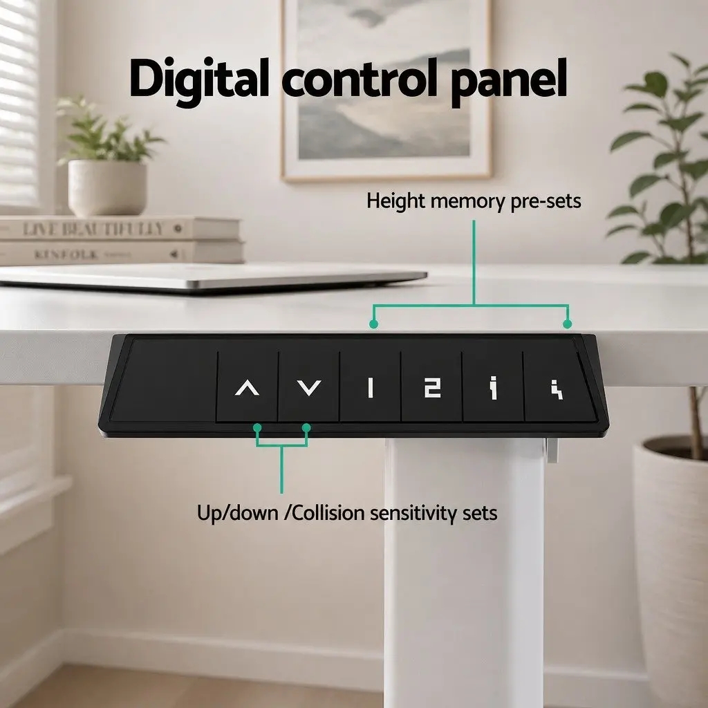 Adjustable Electric Desk White 140cm Motorised Height Control Home Office