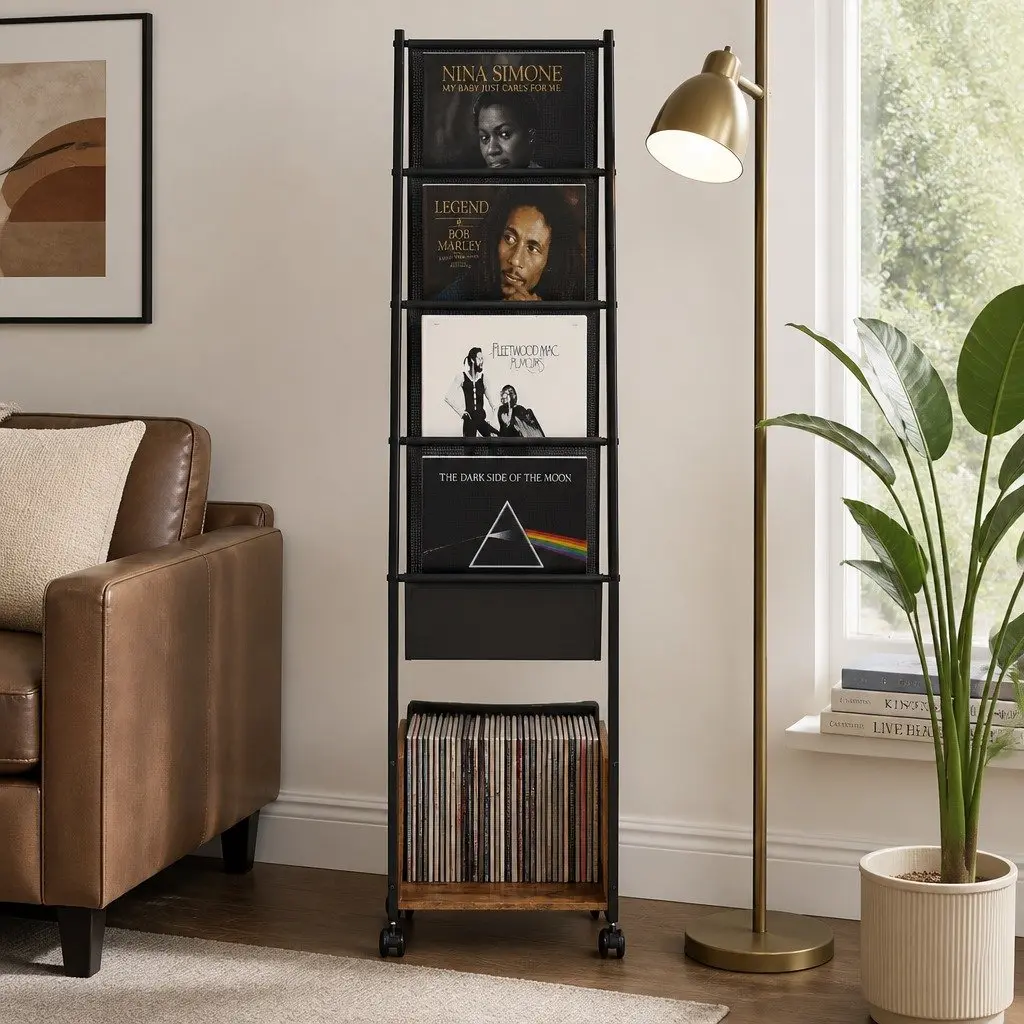 4-Tier Vinyl Record Player Stand Storage Rack Holder Display Cabinet 39cm x 30cm x 150cm