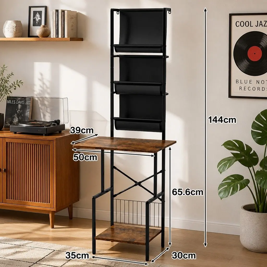 Tall Record Player Stand Vinyl Storage Rack 50cm x 39cm x 144cm