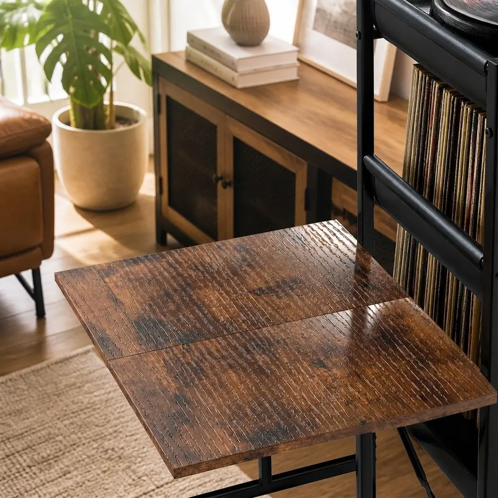 Tall Record Player Stand Vinyl Storage Rack 50cm x 39cm x 144cm