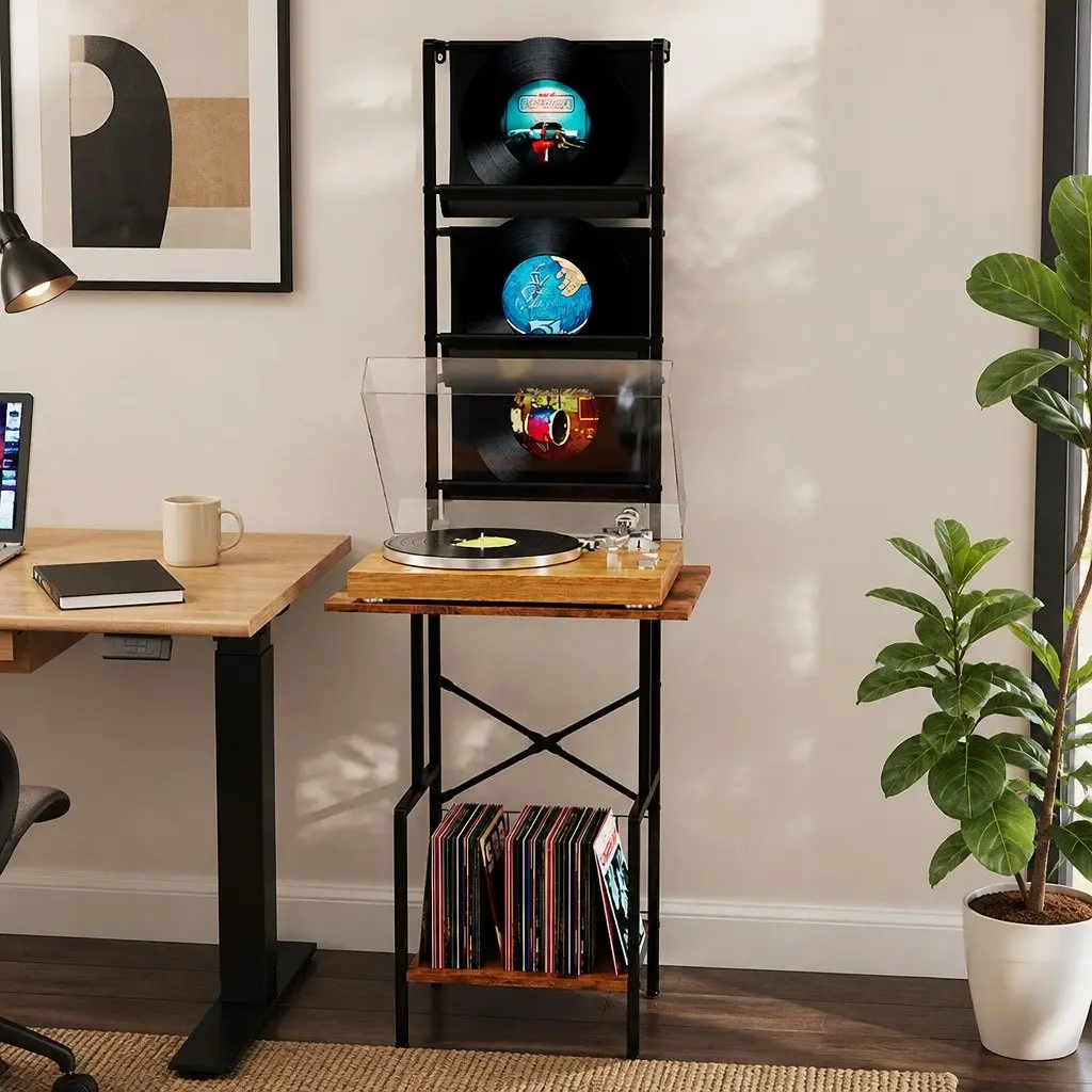 Tall Record Player Stand Vinyl Storage Rack 50cm x 39cm x 144cm