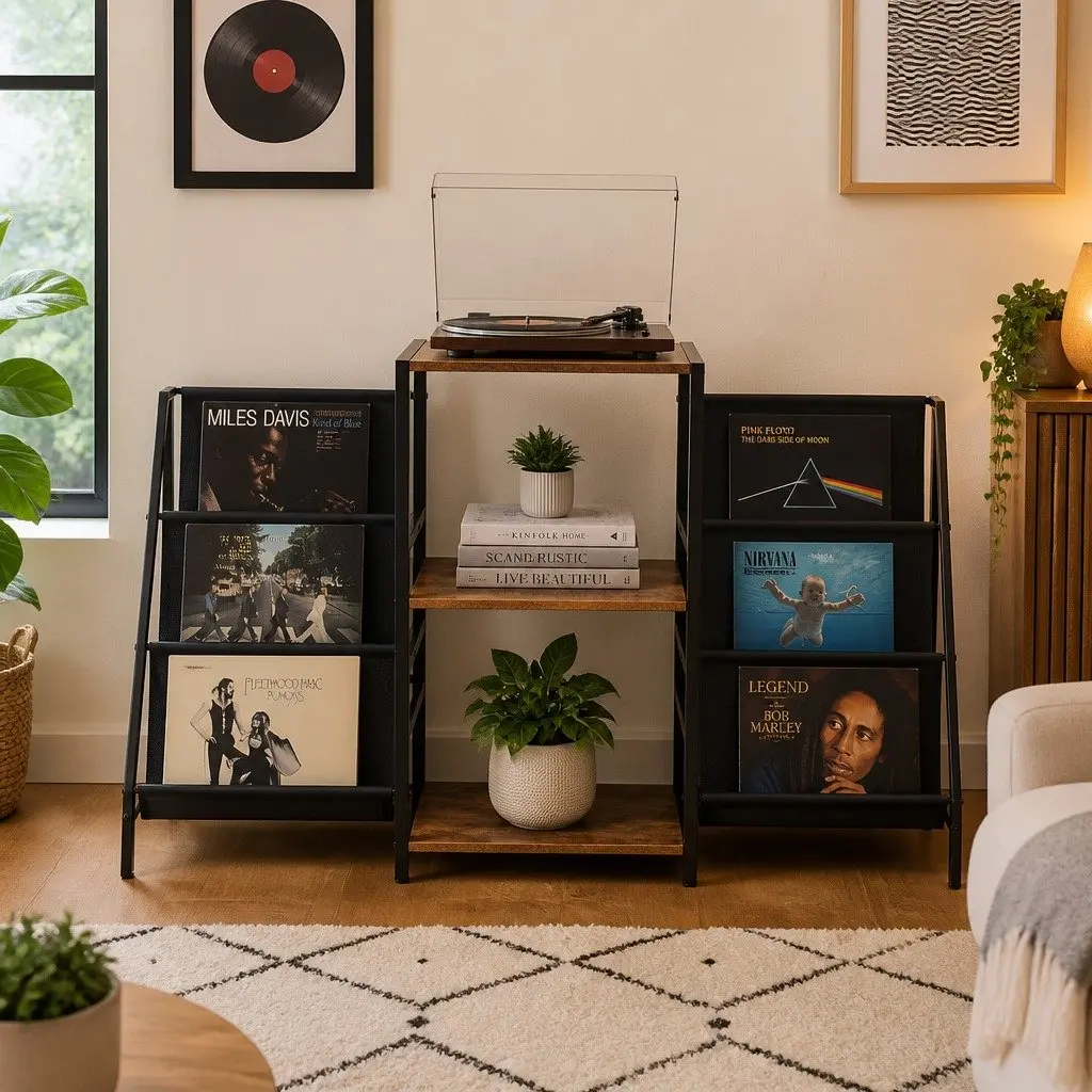 Record Player Stand Vinyl Storage Turntable Shelf Up to 280 Albums Display