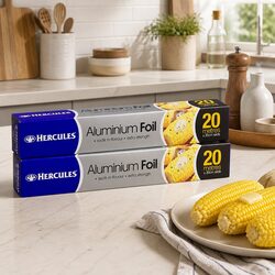 Aluminium Foil Roll 20m x 2 Kitchen Food Wrap Cooking Baking Storage Sheets