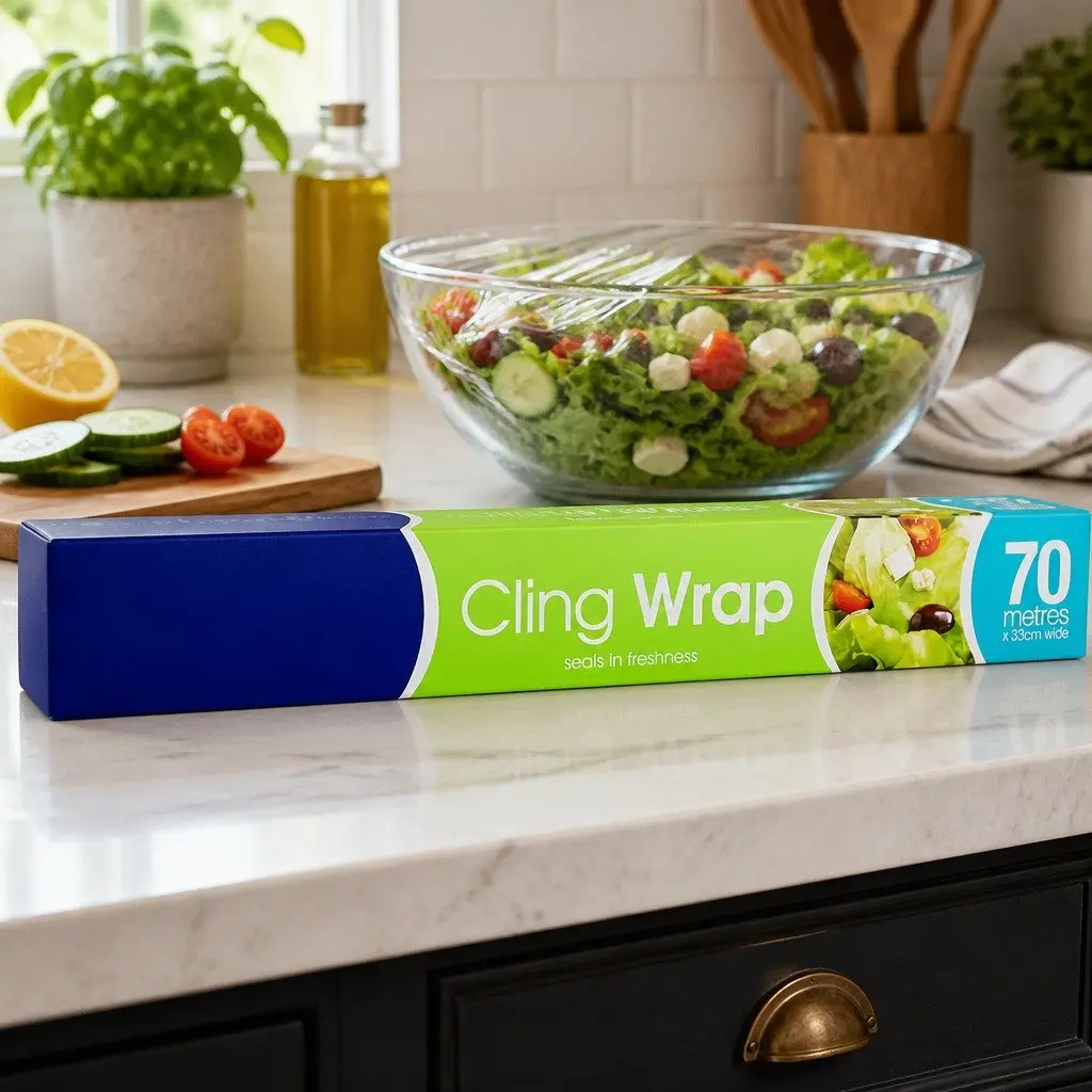 Cling Wrap 70m Food Storage Kitchen Wrap Transparent Film Roll x3 Pack