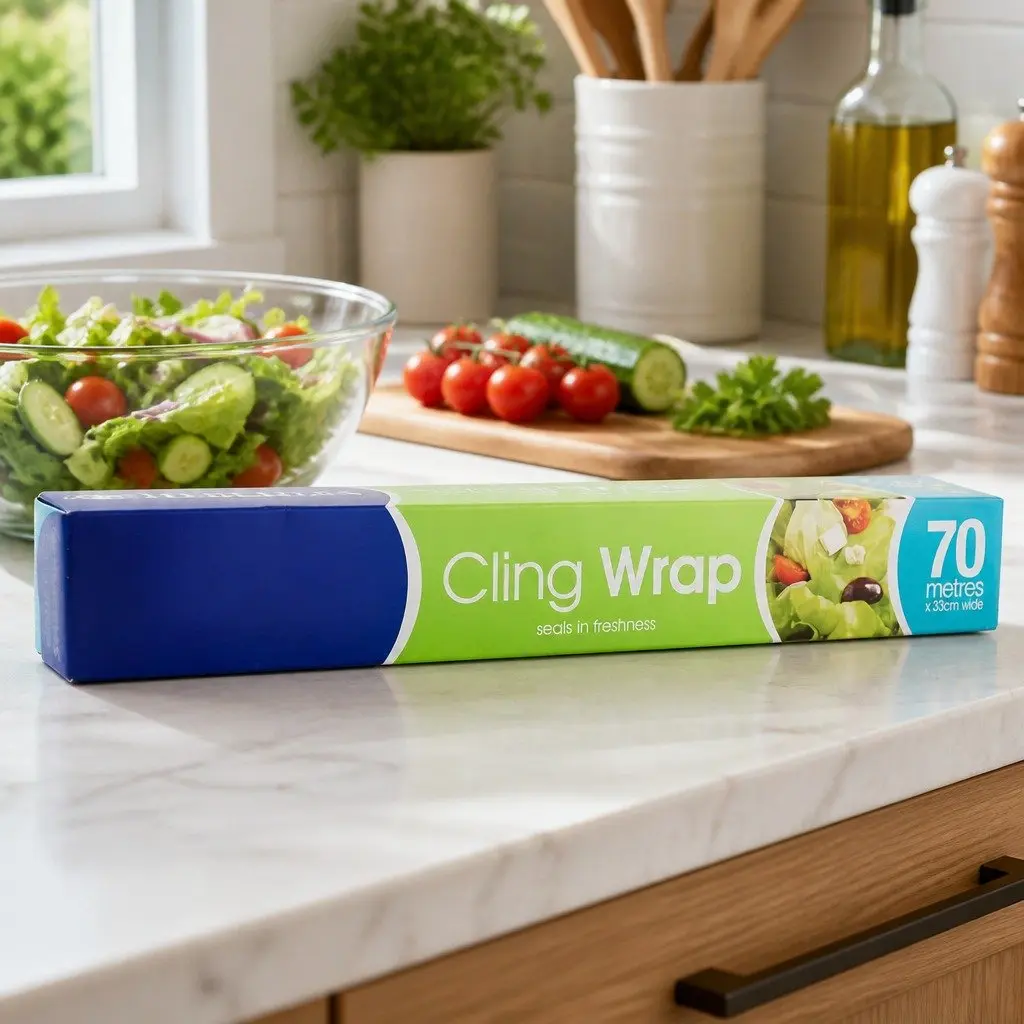 Cling Wrap Food Storage Easy Tear 70m 4 Rolls Transparent Plastic Film