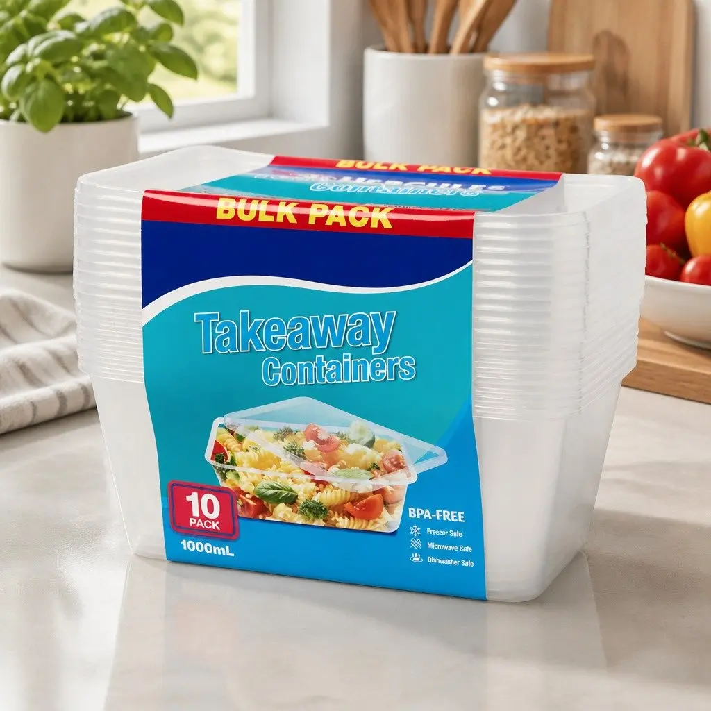 Takeaway Food Containers Durable 1000ml Set of 4