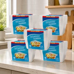 Takeaway Food Containers 1000ml 10 Pack x 5 Meal Prep Storage Stackable Lids