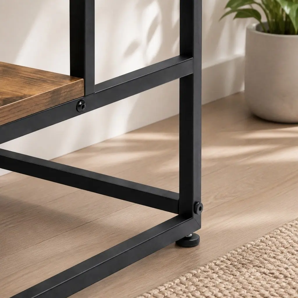 2-Step Stool Non Slip Portable Iron Frame MDF Steps 38cm L x 38cm W x 36cm H