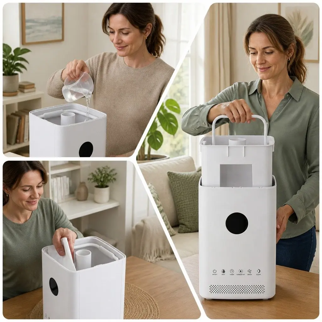 Ultrasonic Humidifier Air Purifier Top Fill Smart Humidity Sensor 3.5L White