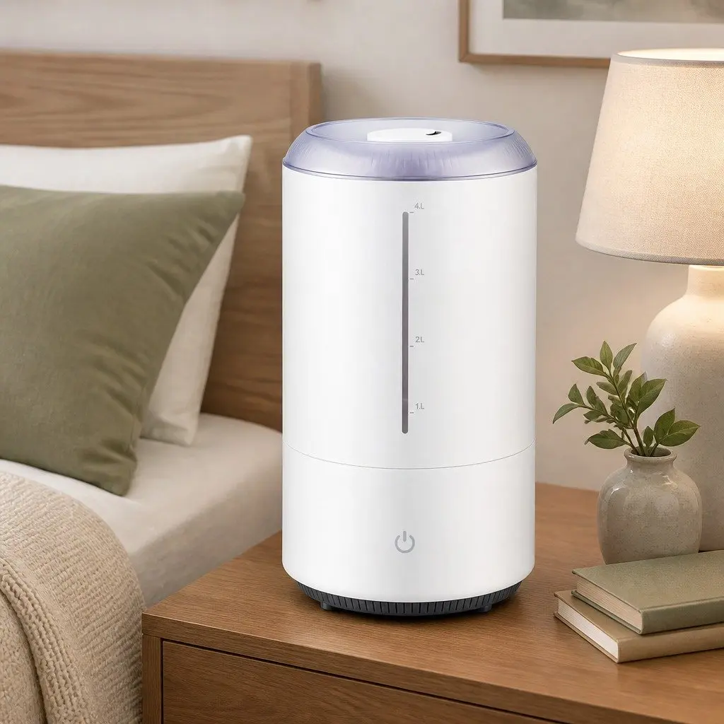 Ultrasonic Humidifier Top Fill 4L Quiet Bedroom White Mist