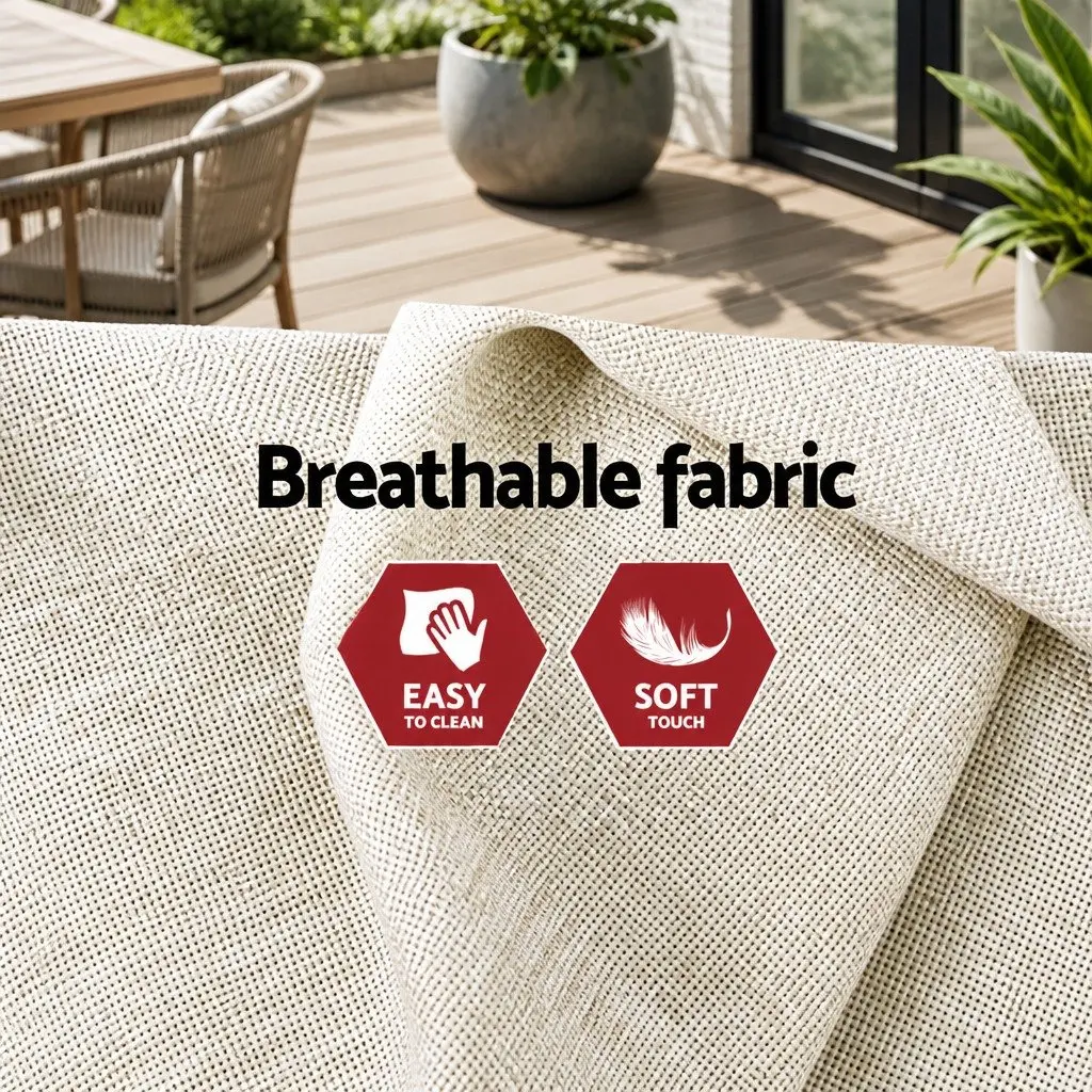 Hammock Bed Portable Outdoor 2 Person Cream 343cm x 140cm with Detachable Pillow