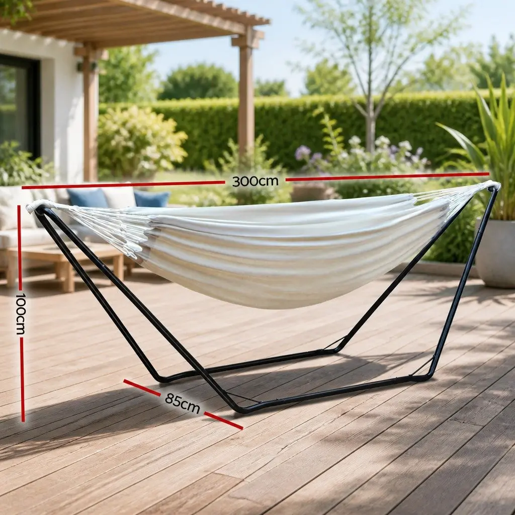 Hammock Bed with Stand Portable Indoor Outdoor Steel Frame Water-Resistant 280cm x 150cm