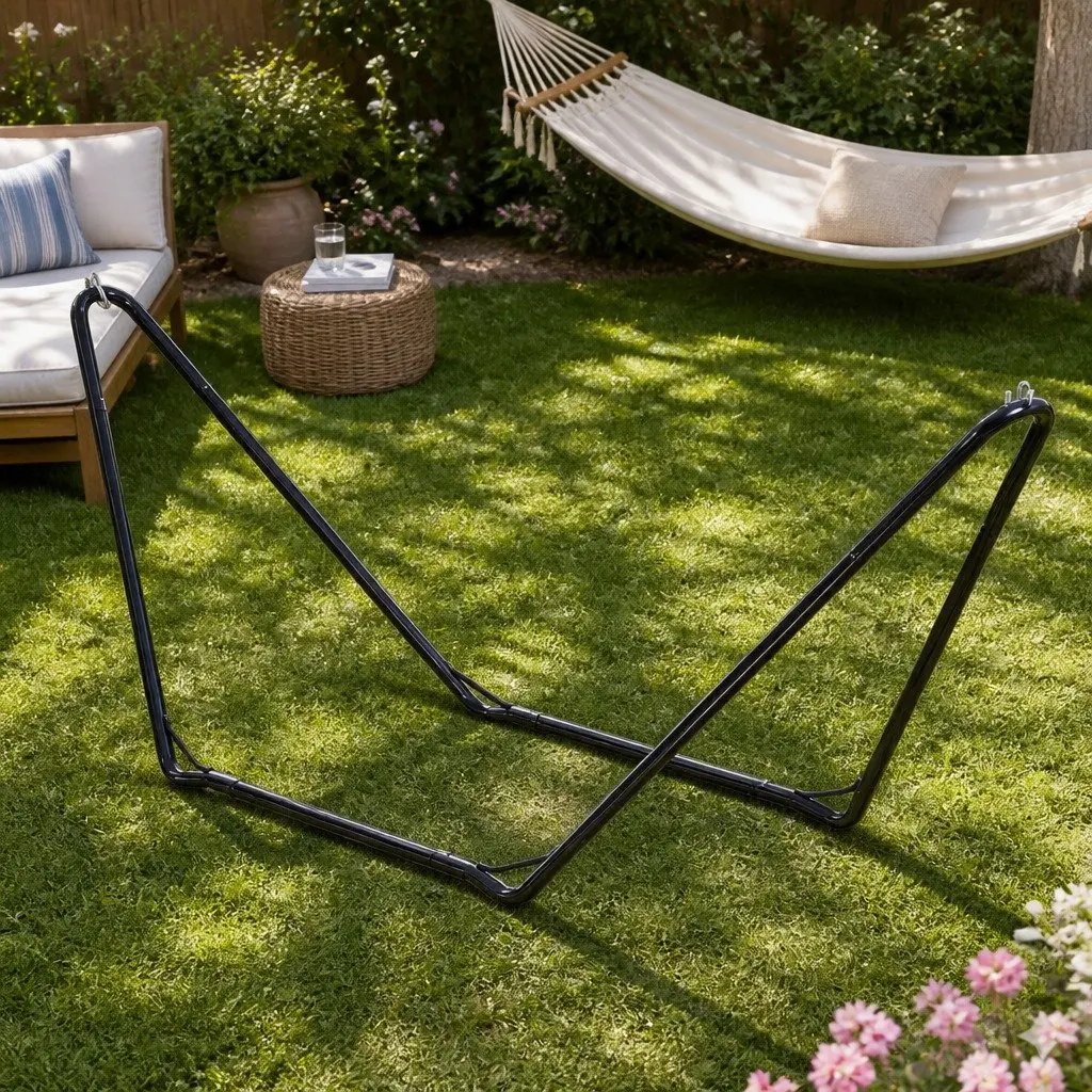 Hammock Bed Stand Steel Frame Outdoor Garden Patio Relaxation Support 150kg