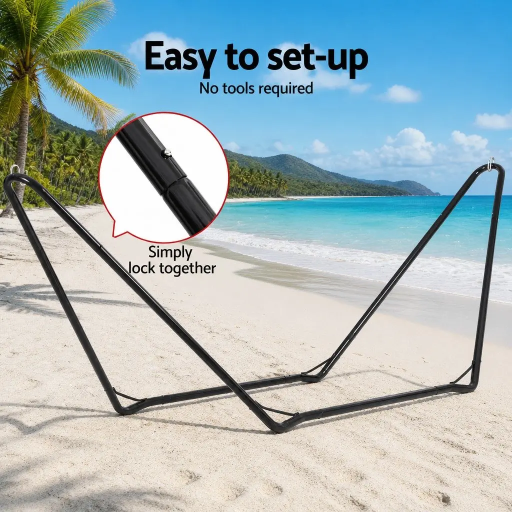 Hammock Bed Stand Steel Frame Outdoor Garden Patio Relaxation Support 150kg