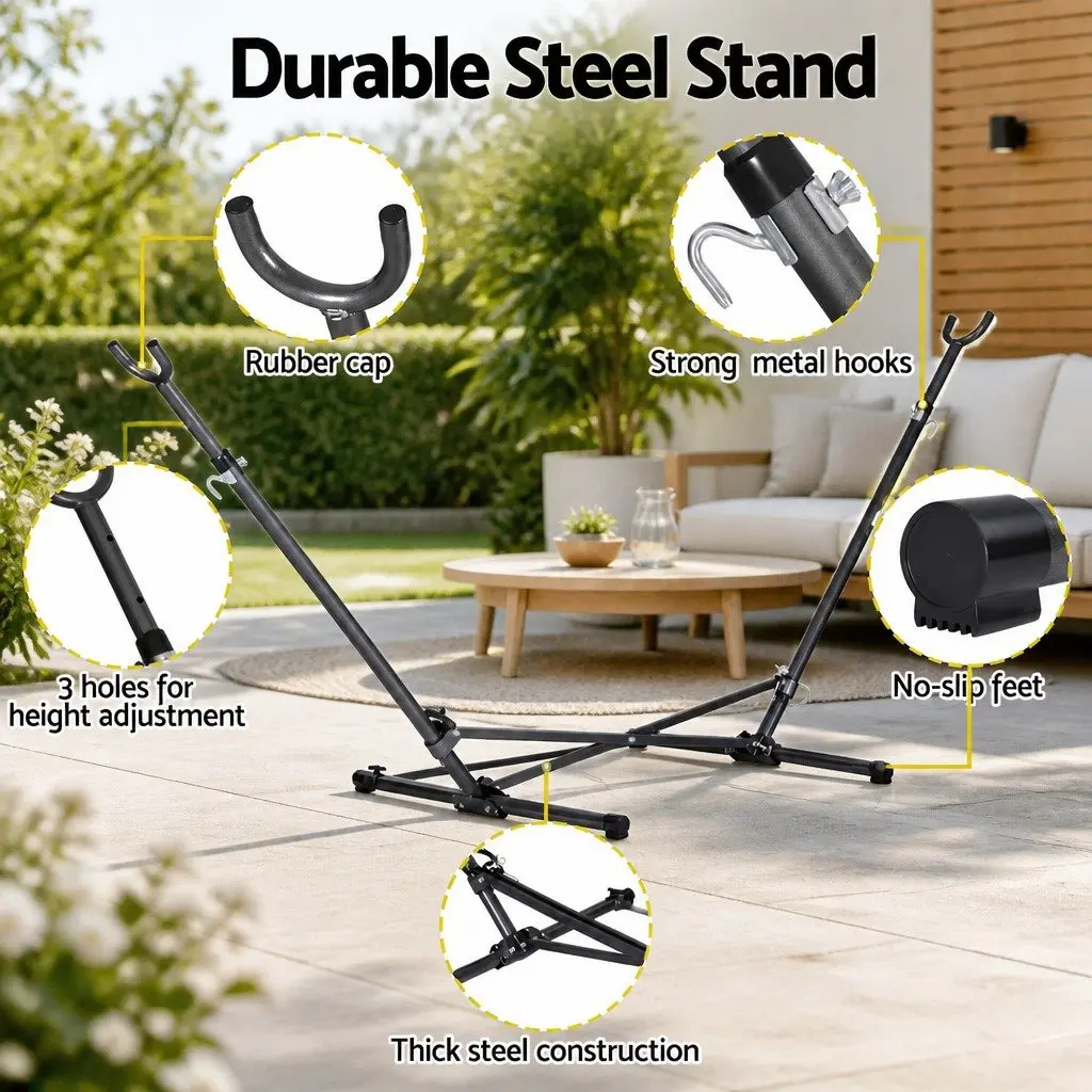 Hammock Stand Steel Frame Adjustable Height Indoor Outdoor 262290cm Length