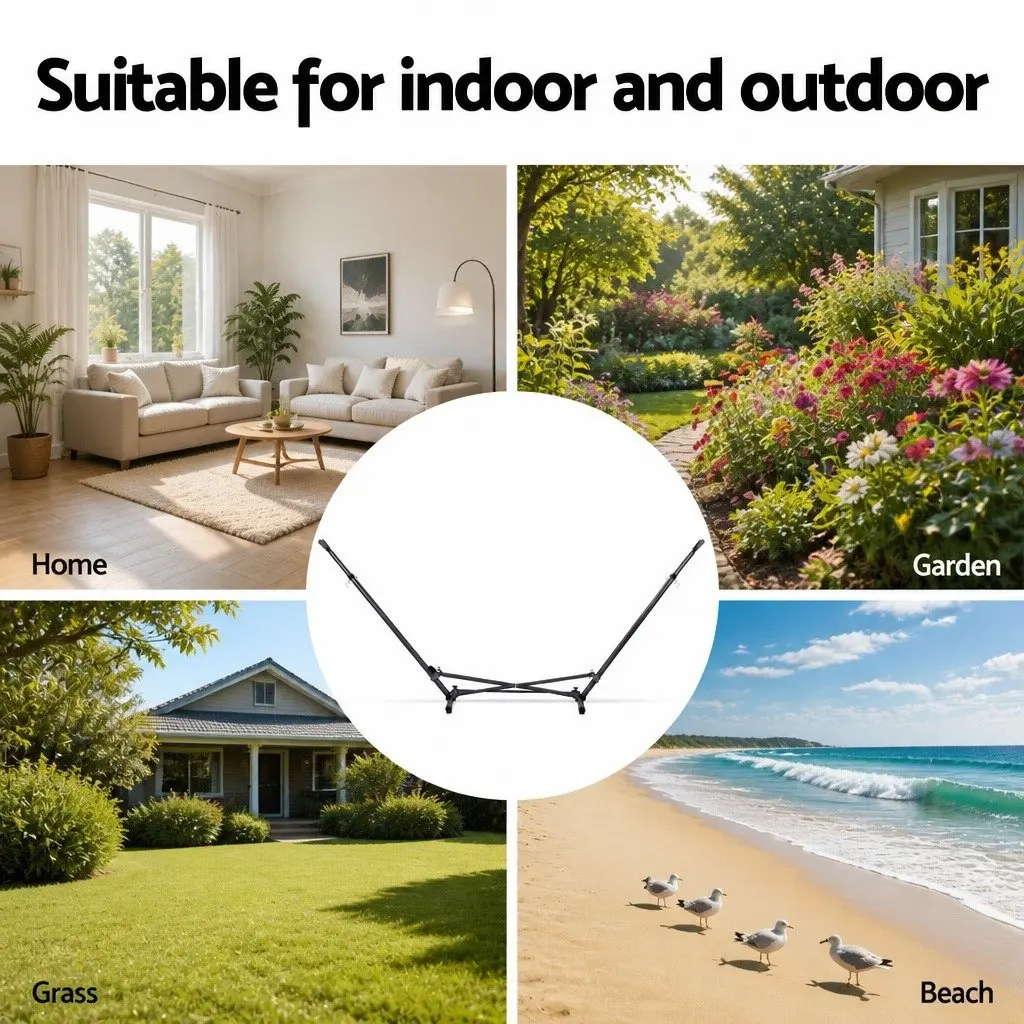 Hammock Stand Steel Frame Adjustable Height Indoor Outdoor 262290cm Length