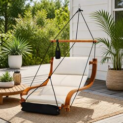 Hammock Chair Wooden Hanging Indoor Outdoor Lounge Patio Relax Furniture