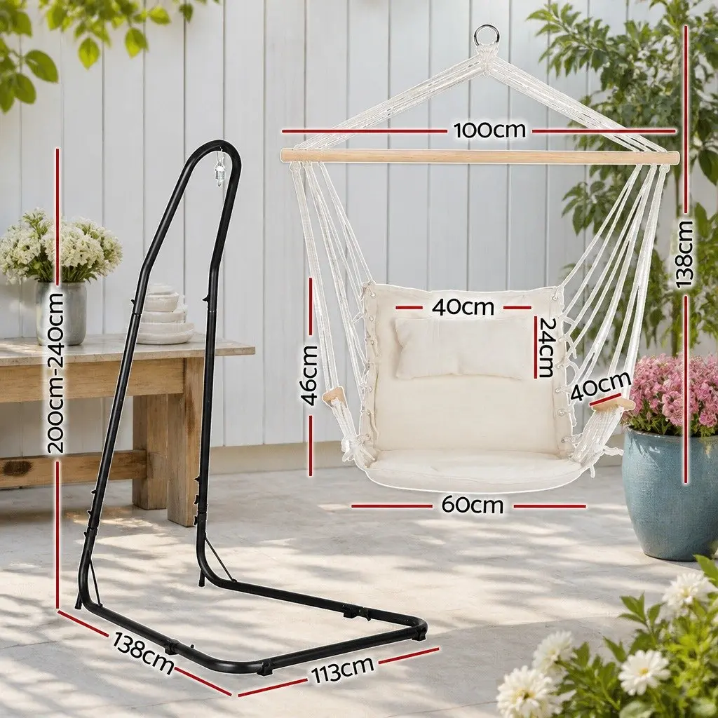 Hammock Chair with Adjustable Height Steel A-Frame Stand Indoor Outdoor