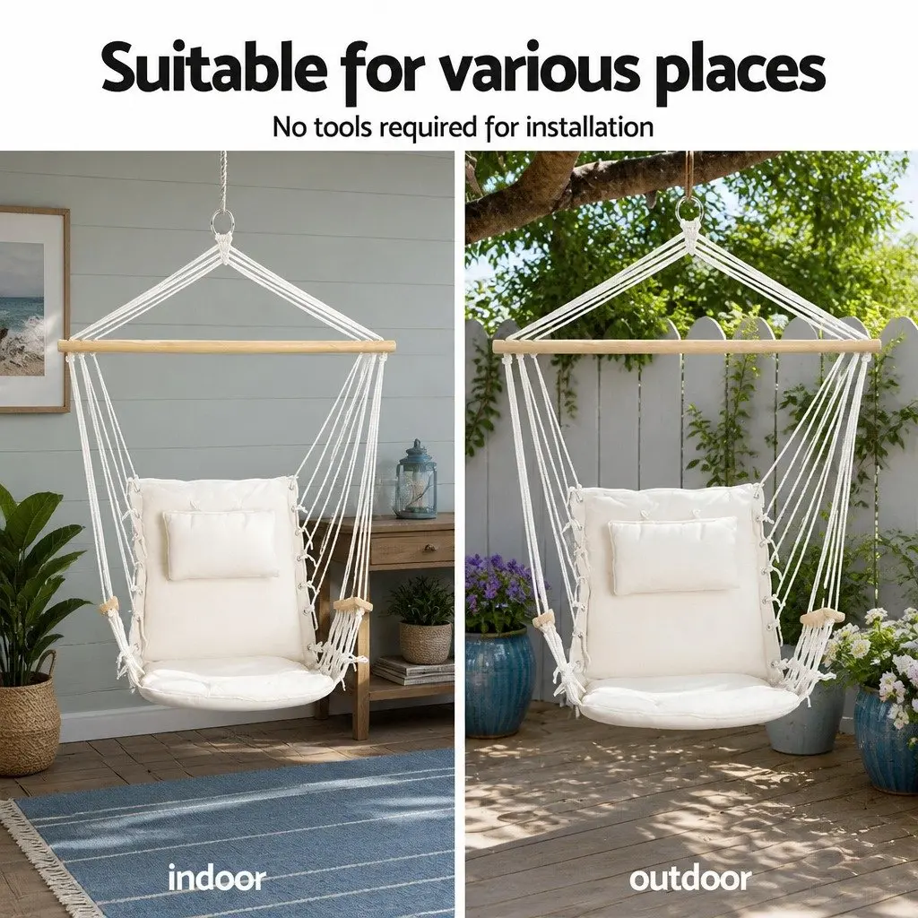 Hammock Chair with Adjustable Height Steel A-Frame Stand Indoor Outdoor