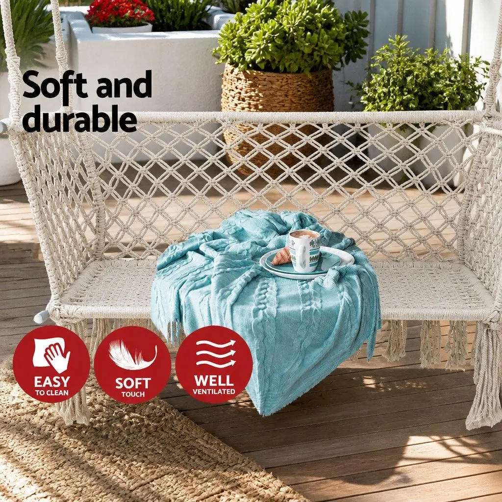 Hammock Chair Handmade 2 Person Indoor Outdoor Portable Cream