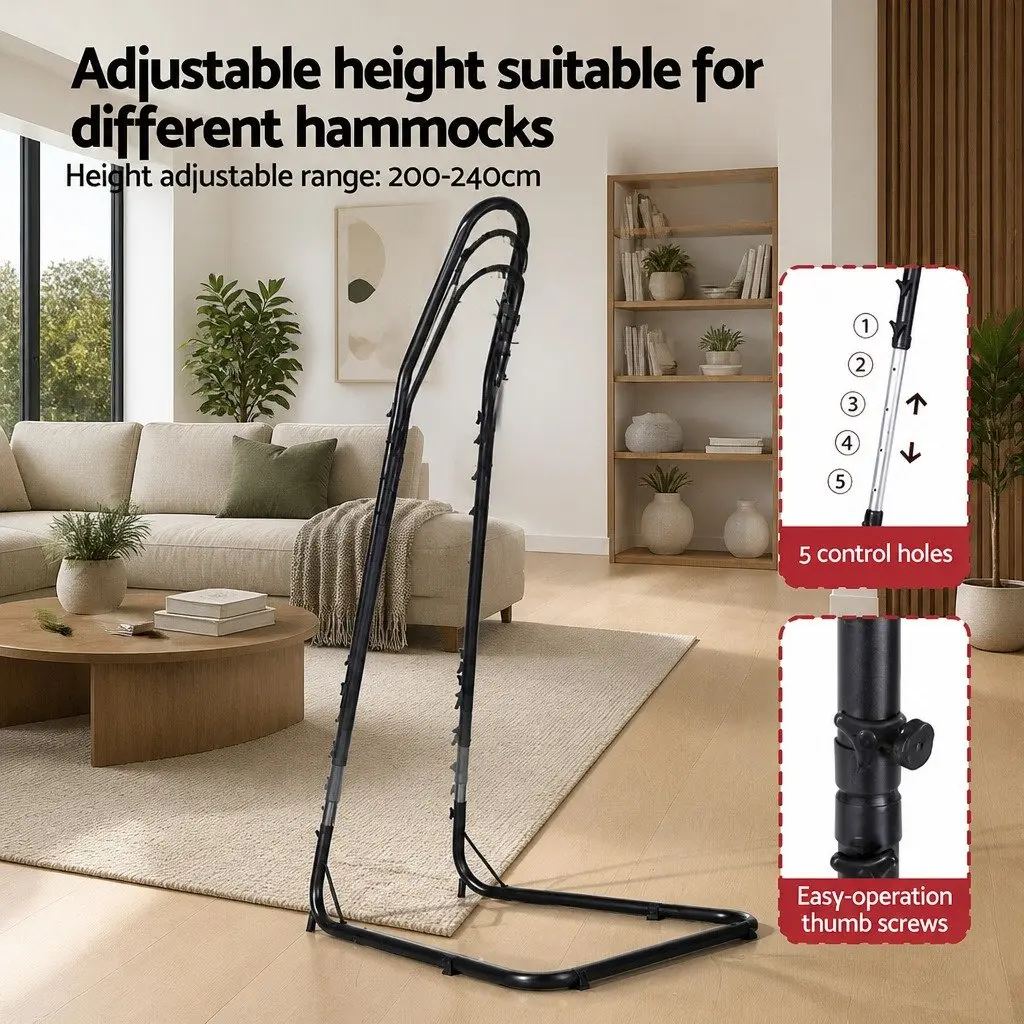Hammock Hanging Chair with Heavy Duty Steel Stand Indoor Outdoor Relaxation 240cm x 100cm