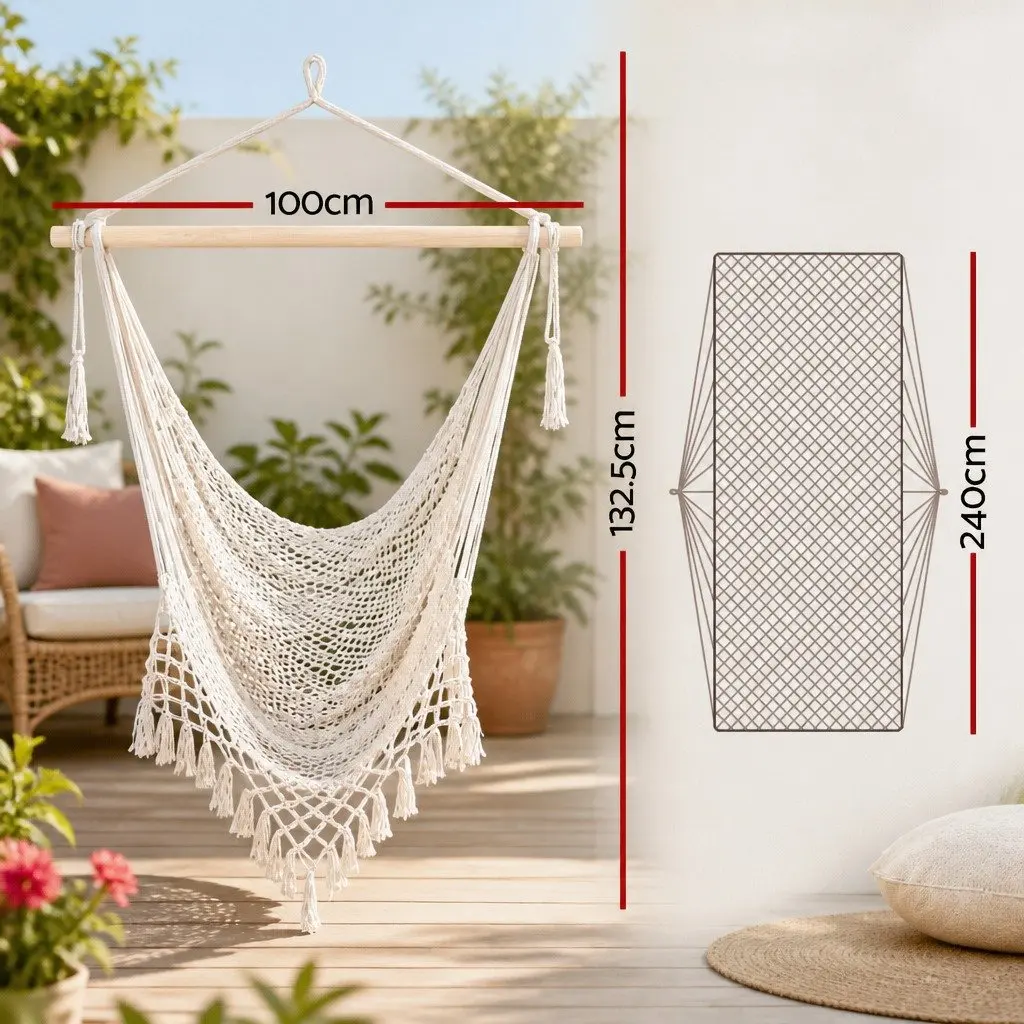 Hammock Chair Portable Lightweight Cotton Blend Indoor Outdoor Relaxation
