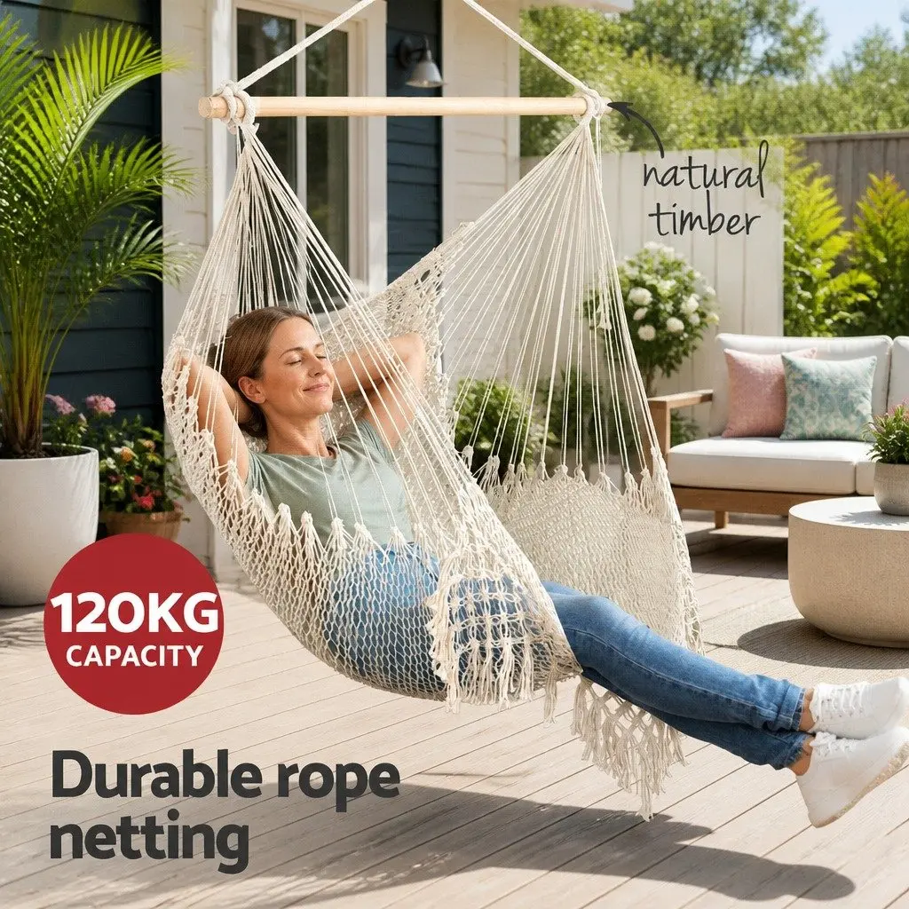 Hammock Chair Portable Lightweight Cotton Blend Indoor Outdoor Relaxation