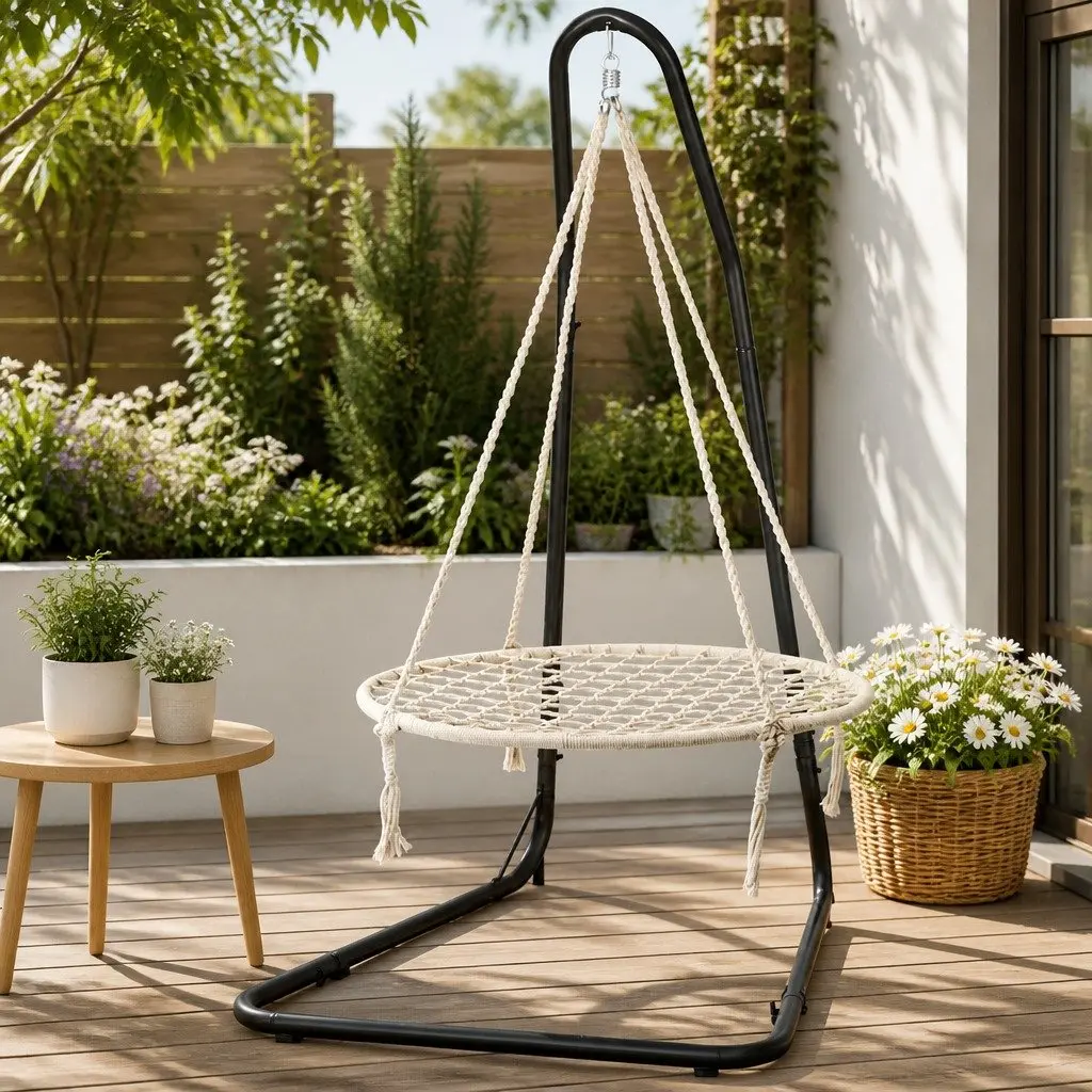 Hammock Chair with Steel Stand Outdoor Indoor Hanging Swing Relaxation Garden