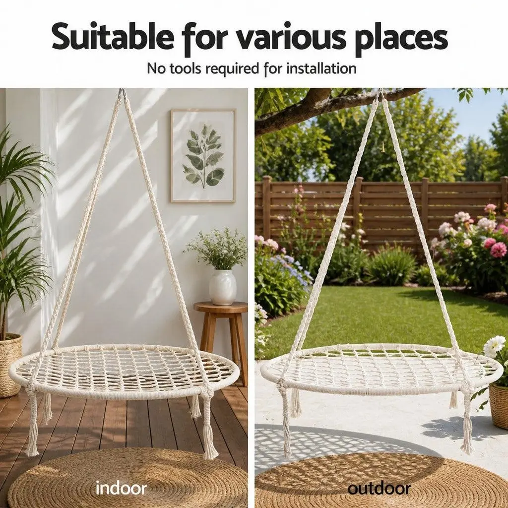 Hammock Chair with Steel Stand Outdoor Indoor Hanging Swing Relaxation Garden