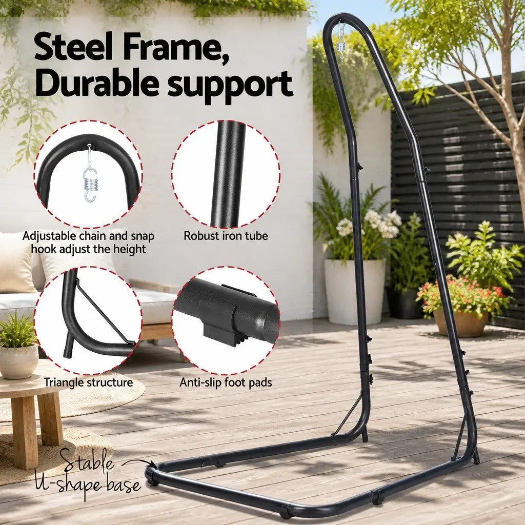 Hammock Chair with Steel Stand Outdoor Indoor Hanging Swing Relaxation Garden