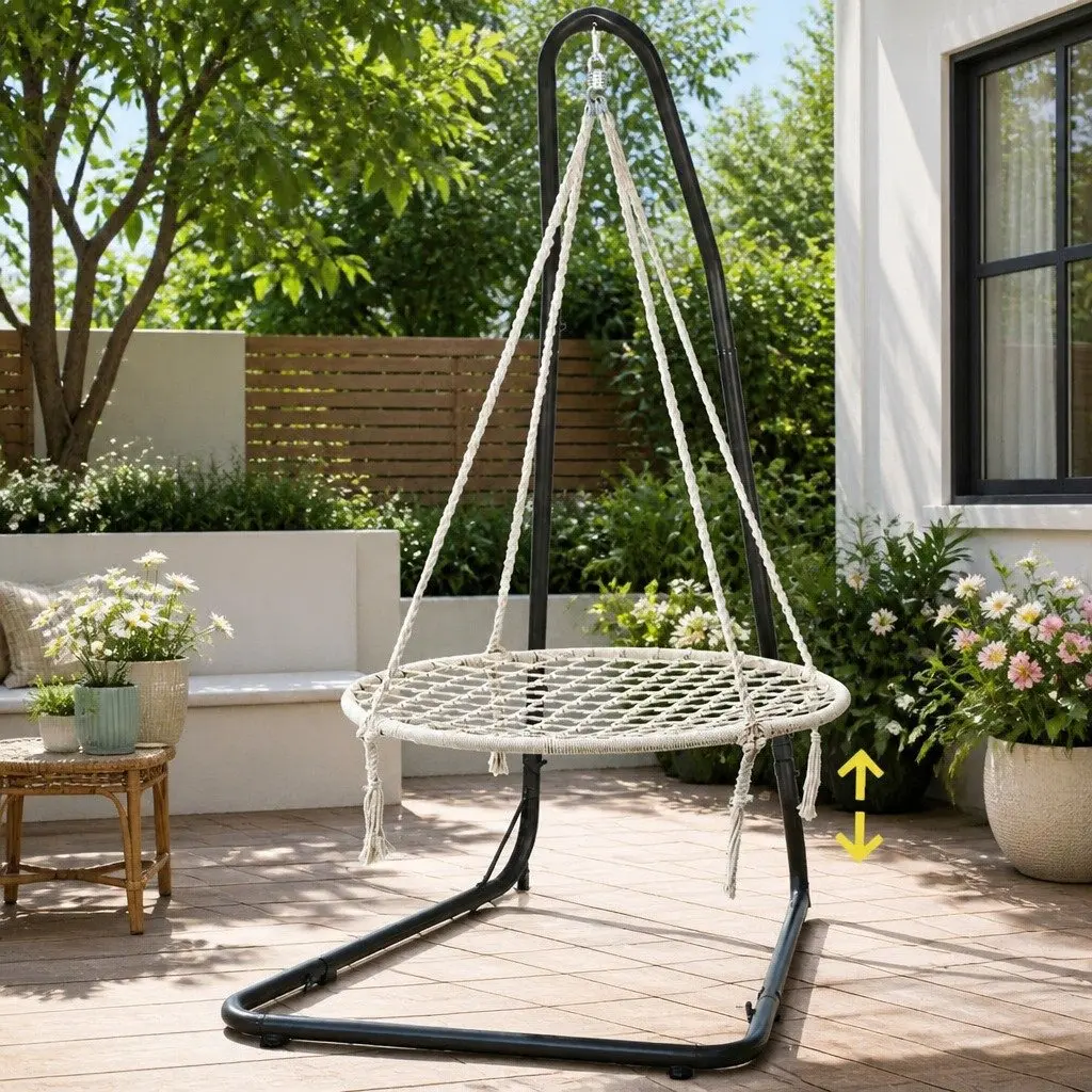 Hammock Chair with Steel Stand Outdoor Indoor Hanging Swing Relaxation Garden