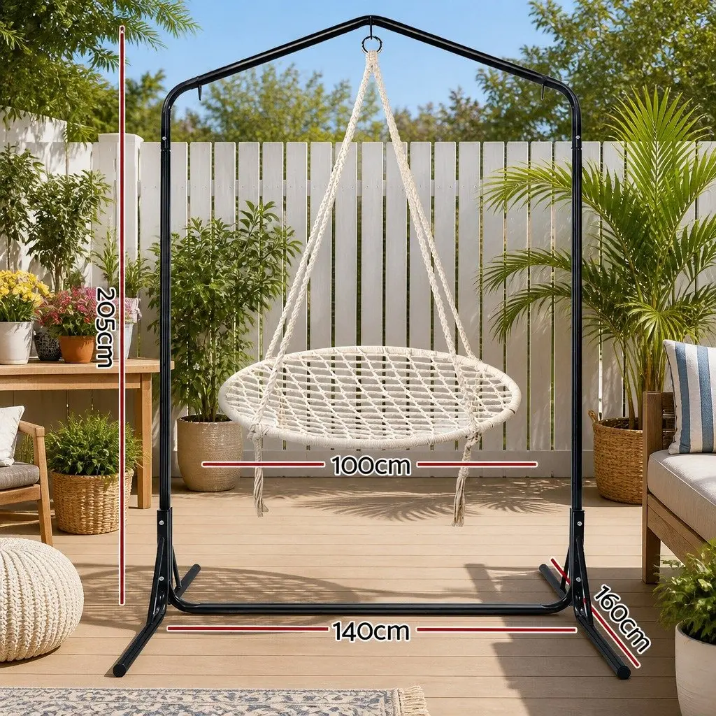 Hammock Chair with Stand Outdoor Swing Nest Web 100cm Cream