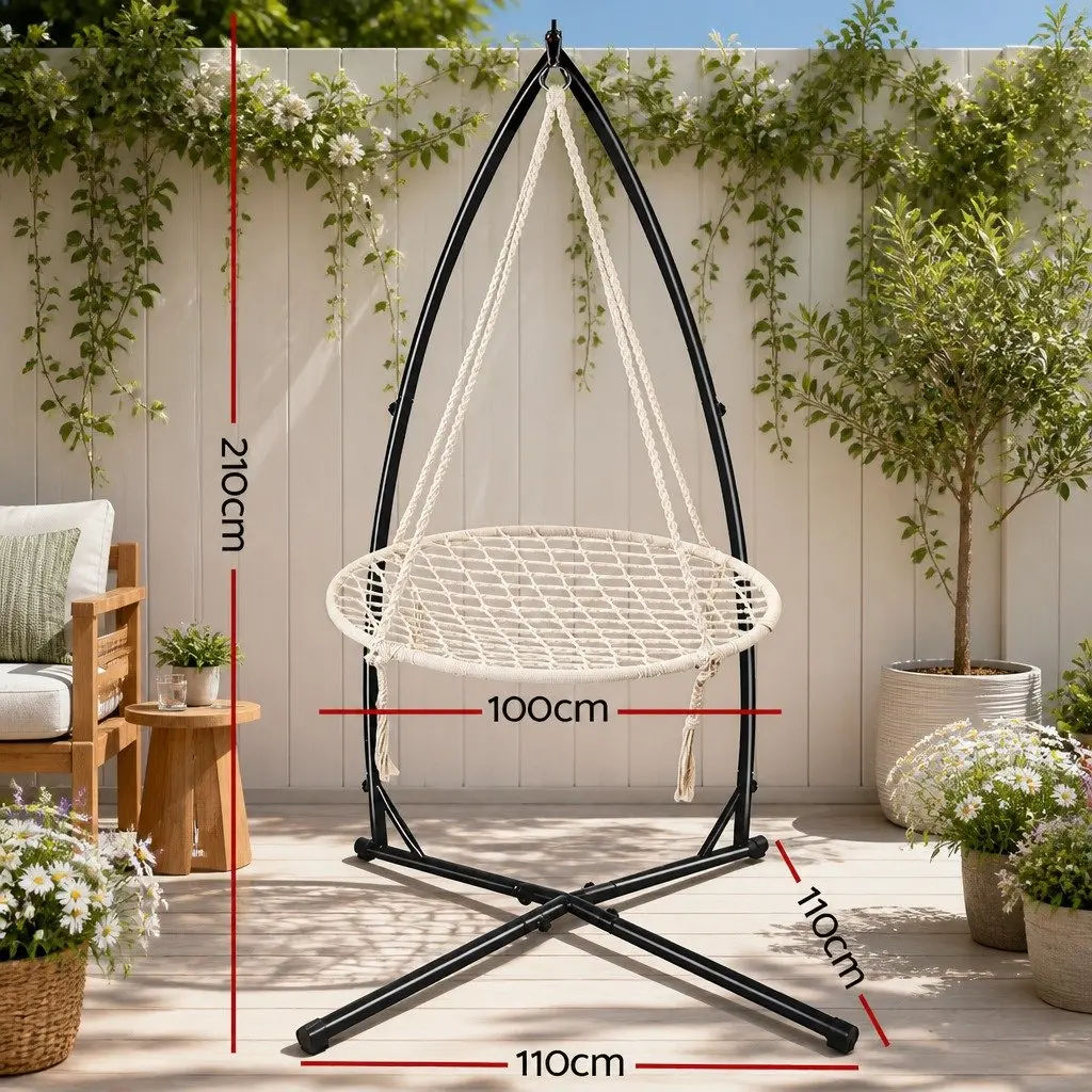 Hammock Chair Swing with Steel Stand 100cm for Indoor Outdoor Relaxation