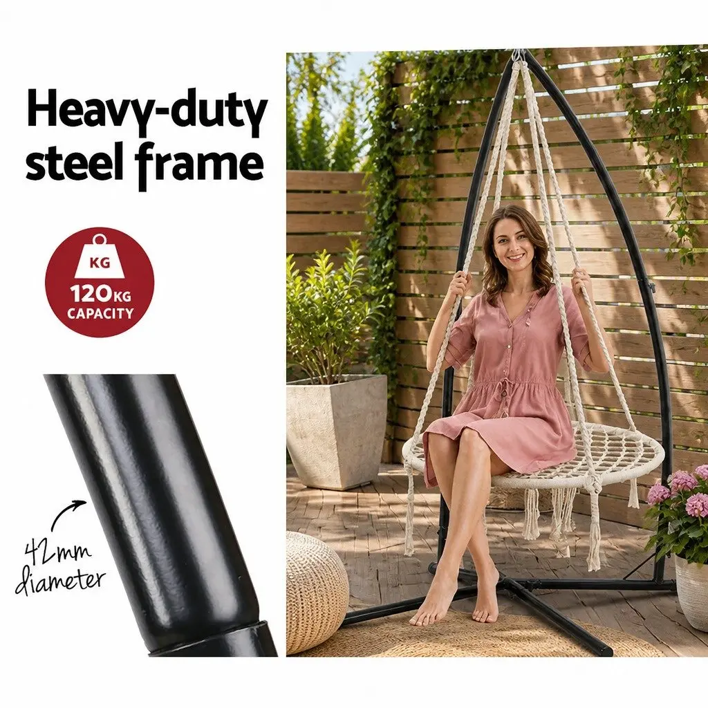 Hammock Chair Swing with Steel Stand 100cm for Indoor Outdoor Relaxation