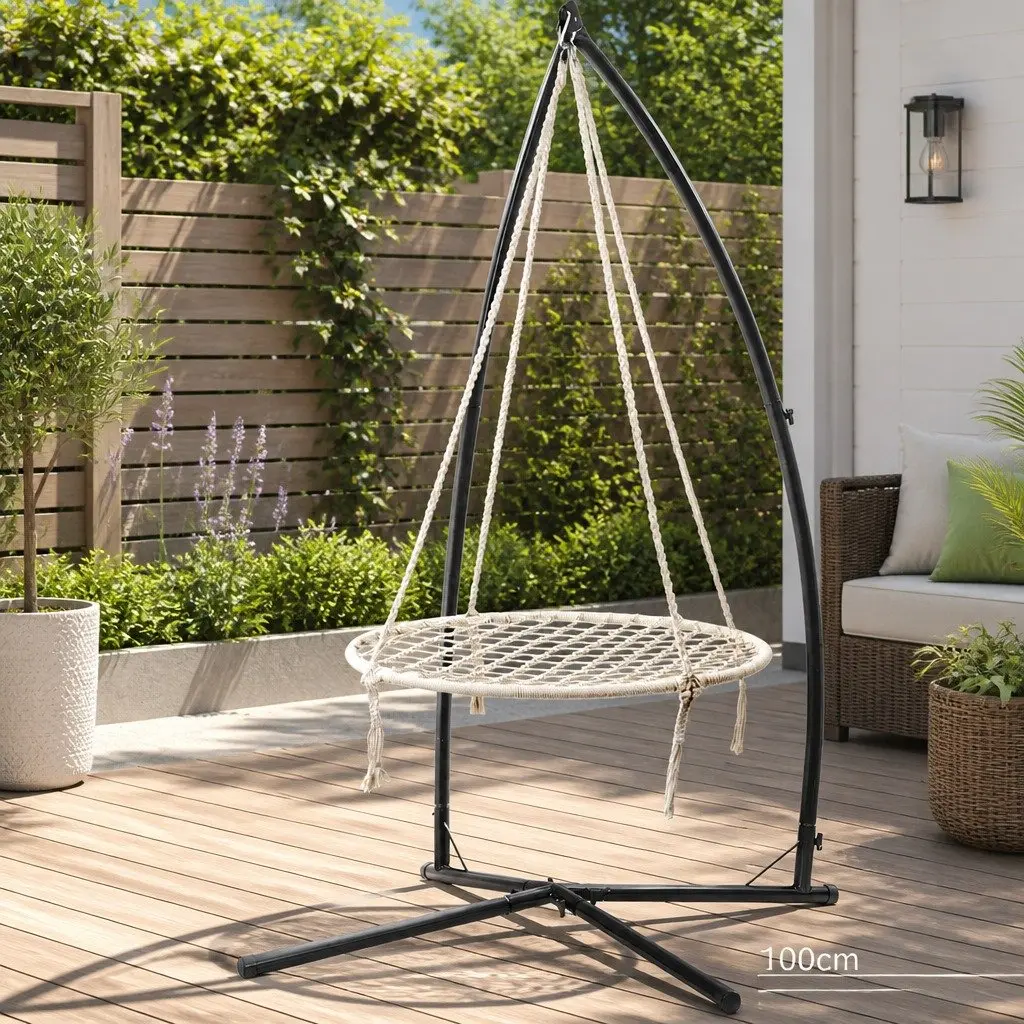 Hammock Chair Swing with Steel Stand 100cm for Indoor Outdoor Relaxation