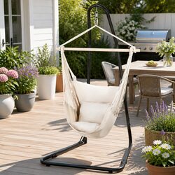 Hammock Chair with Steel Stand A-Frame Indoor Outdoor Hanging Relaxation