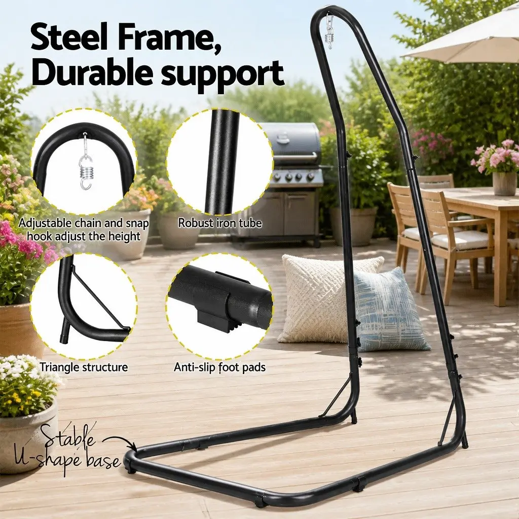 Hammock Chair with Steel Stand A-Frame Adjustable Height Indoor Outdoor Relaxation