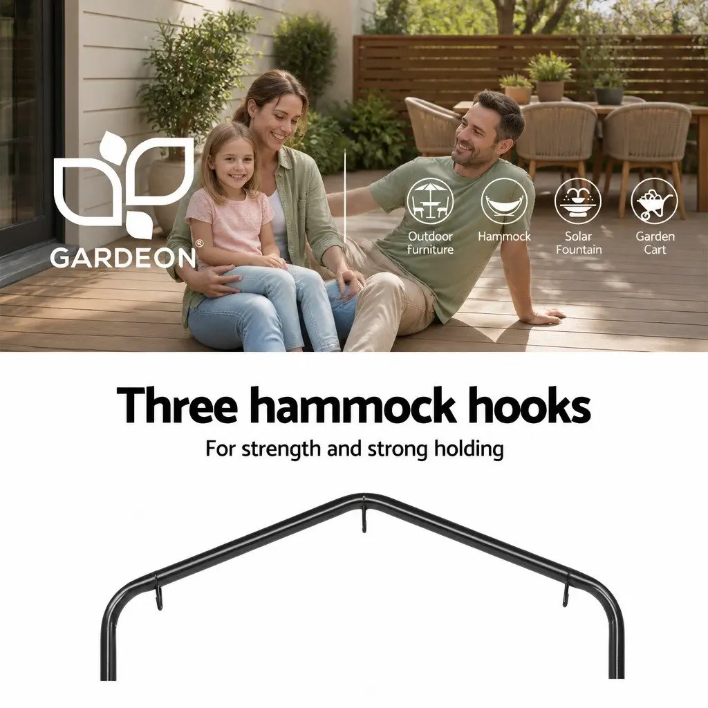 Hammock Chair with Stand Durable Polyester Cotton Blend Cream Colour 100 x 45 x 145cm