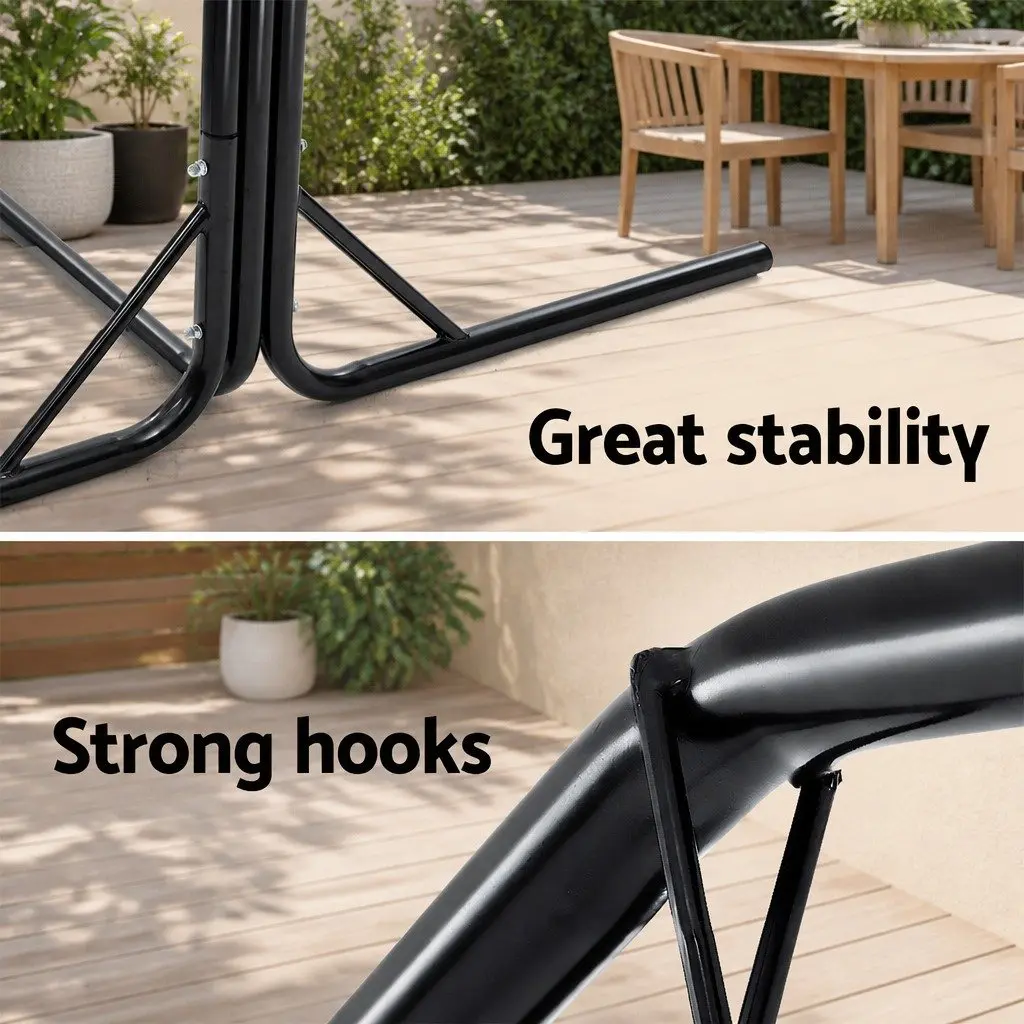 Hammock Chair with Stand Durable Polyester Cotton Blend Cream Colour 100 x 45 x 145cm