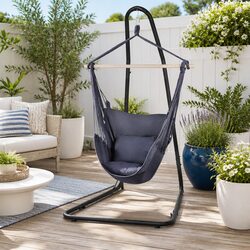 Hammock Chair with Stand A-Frame Heavy Duty Steel Indoor Outdoor Relaxation